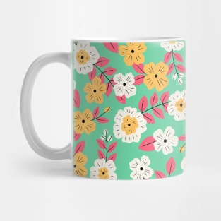 Happy impatiens flower botanical pattern in green Mug